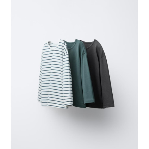 THREE-PACK OF SOLID AND STRIPED T-SHIRTS - Petrol blue | ZARA United States