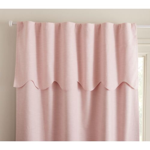 Evelyn Linen Scallop Valance Blackout Curtain | Pottery Barn Kids