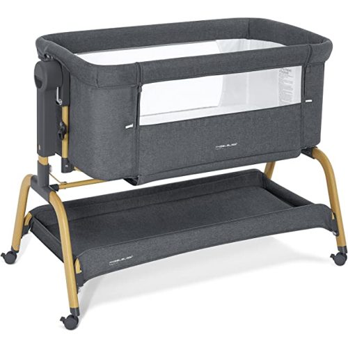 ANGELBLISS 3 in 1 Baby Bassinet, Rocking Bassinets Bedside Sleeper with Comfy Mattress and Wheels, 6 Height Adjustable Easy Folding Portable Bedside Crib for Newborn Infant