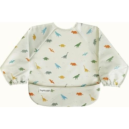 Tiny Twinkle Long Sleeve Bib for Babies & Toddlers – Waterproof Smock Bib for Eating – Machine Washable & Mess-Proof, Baby Feeding Essential & Shower Must-Have(Checkers Blue, 6–24M)