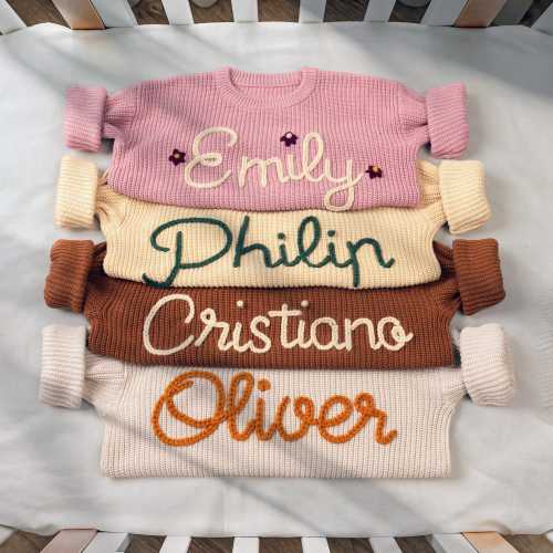 Personalized Baby Name Sweater, Embroidered Children Sweatshirt, Knit Sweater Toddler, Custom Baby Sweater with Name, Customized Baby Gifts