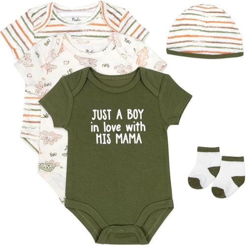 Baby Essentials Baby Boys 5 Piece Bodysuit Set