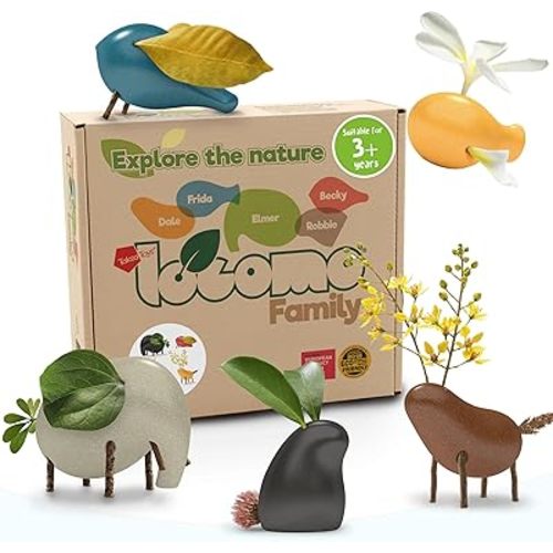 Taksa Toys Wooden Animal Figures Locomo Family III for Nature-Loving Kids, Trigger Boys Girls Creativity, Sensory Outdoor Toys for Ages 3 4 5 6 7+ Year Old, Waldorf Montessori Toy (Set of 5)