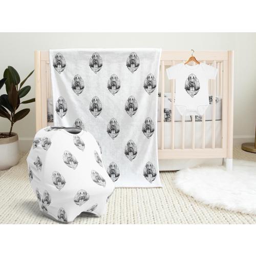 Bloodhound Baby Blanket, Blood hound Baby Shower Gift, Baby Car Seat Cover, Dog Swaddle Blanket, Crib Sheet, Baby Bib, Dog Baby Knotted Hat