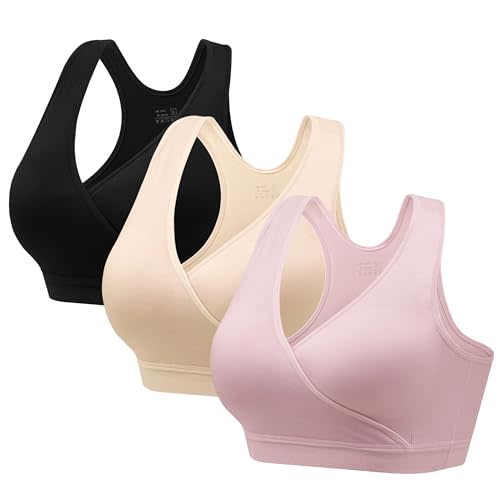 HBselect Maternity Nursing Sleep Bra for Breastfeeding Wireless Bralette | Women Nursing Bras for Breastfeeding 3/5 Pack Wireless Pregnancy Sleep Bralette Seamless Tank-style Bra for Postpartum Comfy