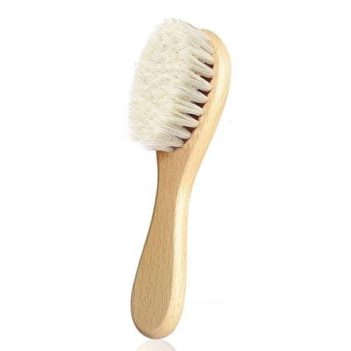 Baby Hair Brush with Wooden Handle and Super Soft Goat Bristles for Newborns & Toddlers