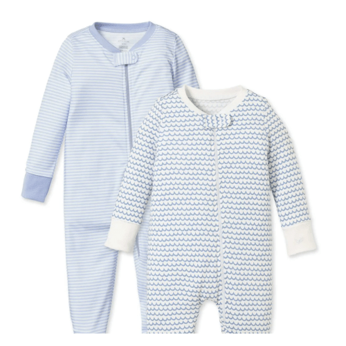Baby's Pima Romper Duo in Blue Stripe & La Mer