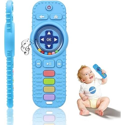 Baby RattlesTeething Toy for Babies 3-6-12 Months, Teething Relief, Silicone Infant Teethers TV Remote Shaped, Toddlers Sensory Toys, Newborn Must