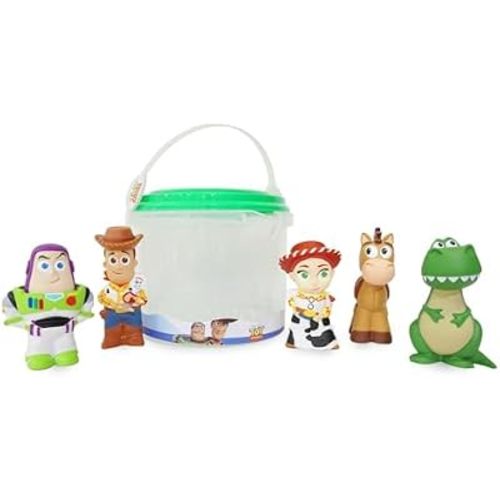 Disney Store Official Toy Story Bath Toys Set - Includes 5 Detailed Toys with a Straining Storage Bucket - Bath Time Fun & Water Play Set for Kids