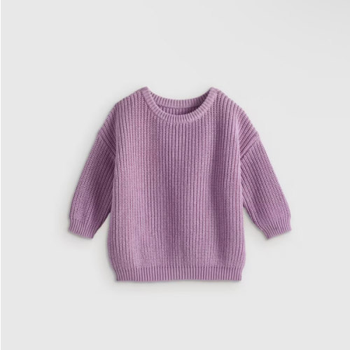 100% Organic Cotton Fisherman Tunic Sweater  in Silver Pink