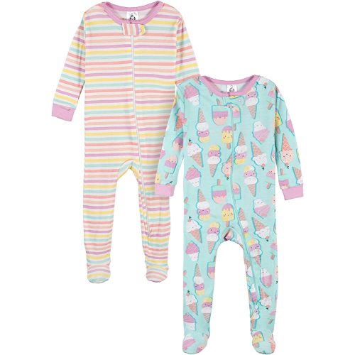 Gerber Baby Girls' 2-Pack Footed Pajamas