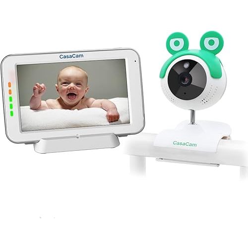 CasaCam BM240 Video Baby Monitor with 5" Touchscreen and HD Clip Camera, Two Way Audio, Lullabies, Nightlight, Automatic Night Vision and Temperature Monitoring Capability