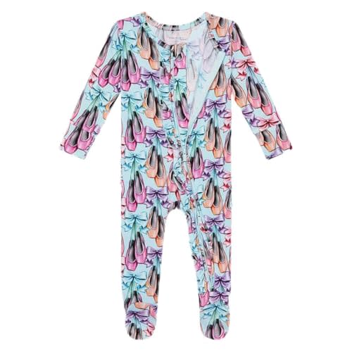 Posh Peanut Footie Pajamas for Baby Girls – Sleepers in Ultra-Soft Viscose from Bamboo with 2-Way Zipper & Ruffle Trim