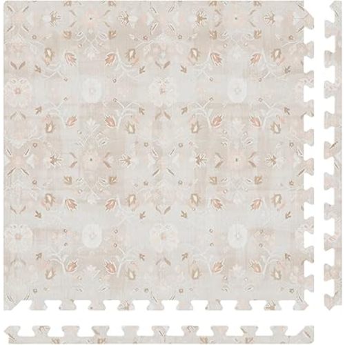 Baby Play Mat – 4x8 Linen Gemma – Set of 8 Tiles – Cushioned EVA Foam Play Mat for Floor, Soft Interlocking Baby Crawling Mats for Hard Floors