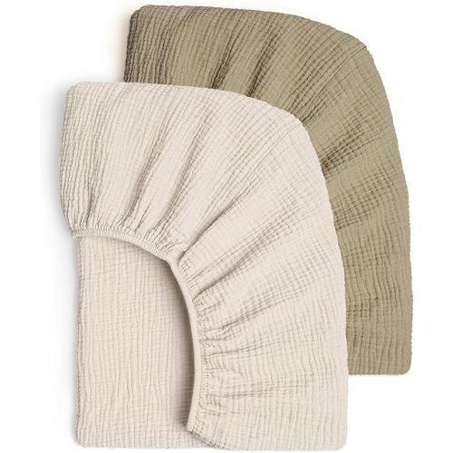 lulumoon Muslin Crib Sheets for Baby: Fitted for Standard Crib Mattress | Soft Cotton for Baby's Cozy Sleep - Breathable Keeps Baby Cool and Dry All Night - Neutral for Boys & Girls 52x28 inch 2Pack