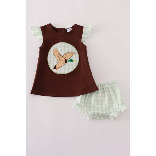 Brown duck applique bloomer set
