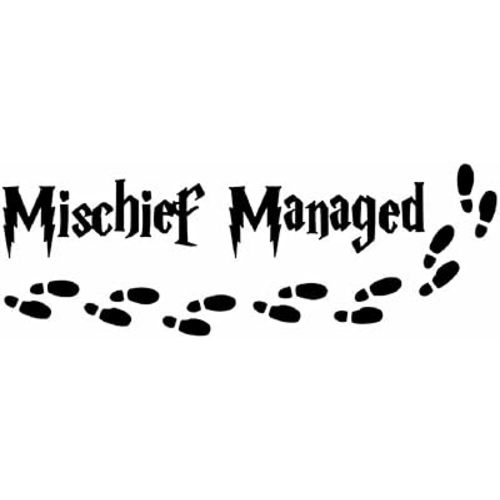 Cartat2s Mischief Managed Vinyl Decal | 8" X 3.2" | Matte Black | Fits Cars Trucks SUV RV | Fun Cute Window Sticker | 8 Colors