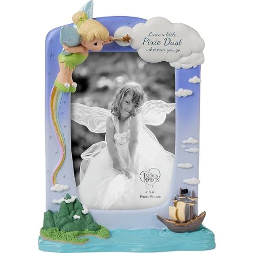 Precious Moments Disney Tinker Bell Resin/Glass Photo Frame | Keepsake Collectible Picture Holder | Hand-painted Disney Peter Pan Décor | Thoughtful Anniversary, Birthday, and Holiday Gift