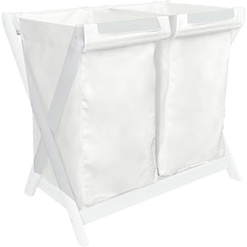 (2 Pack) Calvana Bassinet Stand Hamper Inserts, Compatible with UPPAbaby Bassinet Stands, Dual Compartment with Carry Handles (Bassinet Stand Not Included), Cotton