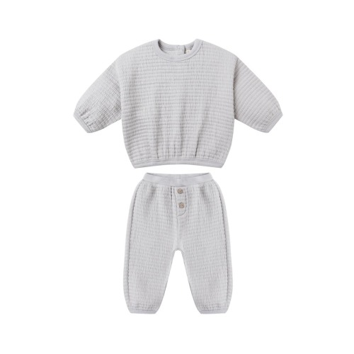Smock Cotton Blend Top & Jogger Set, 6-12M