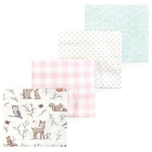 Luvable Friends Hudson Baby Flannel Receiving Blankets 4pk, Pink Woodland