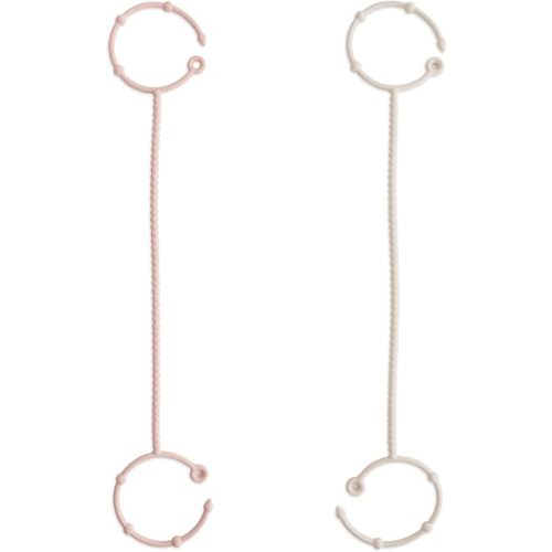 mushie Adjustable Silicone Toy Straps 2-Pack | Baby Accessories Holder for Travel, Stroller, High Chair (Blush/Shifting Sand)