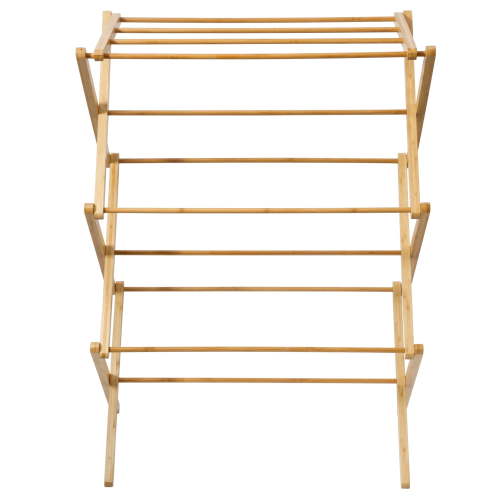 Gibson Home Foldable Bamboo Drying Rack for Clothes & Towels – 2-Tier Collapsible Laundry Drying Rack, Space-Saving Air Dry Stand for Clothes, Towels, Blankets, etc for Indoor & Outdoor Use
