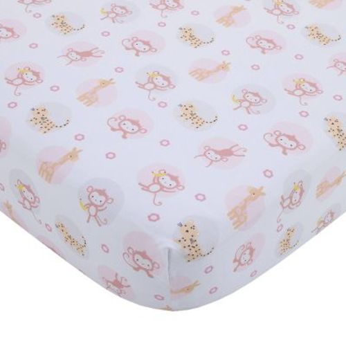 NoJo Sweet Jungle Friends Super Soft Fitted Crib Sheet - Pink