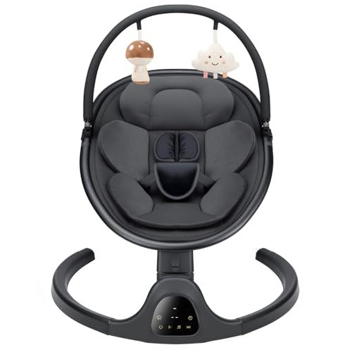 Baby Swing for Infants, Infant Swing with 5 Swing Speed, Built-in Soothe Melodies, 5-Point Harness, Electric Infant Swing with Bluetooth for Indoor & Outdoor Use (Black)