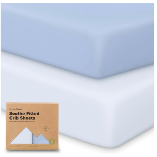 KeaBabies 2-Pack Organic Crib Sheets for Boys, Girls - 52x28 Fitted Crib Mattress Sheet Neutral, Breathable Jersey Cotton Cover for Baby Bed, Toddler Mattress, Soft & Cute Prints (Blue Flax)