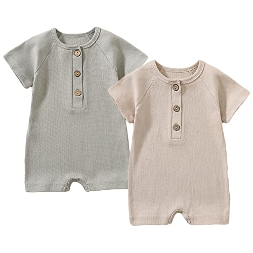 Yookoom Baby Boys Girls 2 Pack Romper Jumpsuits Short Sleeve One Piece Clothes Sets