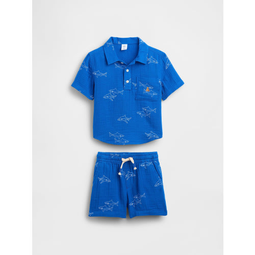 Baby & Toddler Cotton Gauze Polo Outfit Set