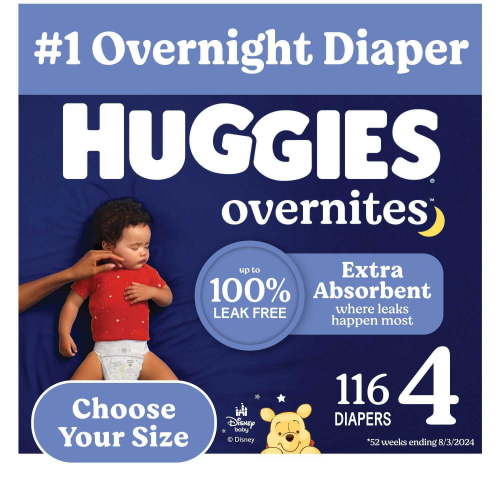 Huggies Overnites Nighttime Baby Diapers, Sizes 3-7