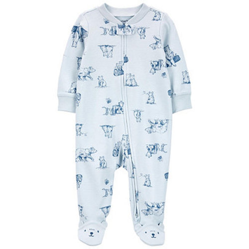 Baby Boys Bear Zip Up Cotton Sleep and Play