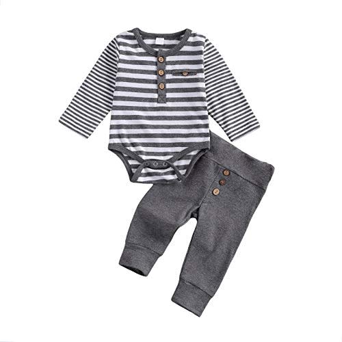 Newborn Baby Boy Girl Clothes Ribbed Knitted Cotton Long Sleeve Romper Long Pants Solid Color Fall Winter Outfits