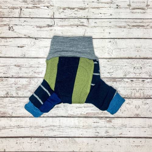 Upcycled Merino Wool Diaper Cover: Patchwork Bloomers, Size Small