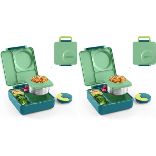 Omie OmieBox Kids Insulated Leakproof Bento Lunch Box with Food Jar (Meadow) (Pack of 2)
