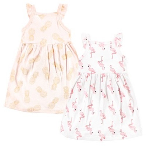Hudson Baby Infant Girl Cotton Dresses, Flamingo Pineapple, Size: 0-3 months