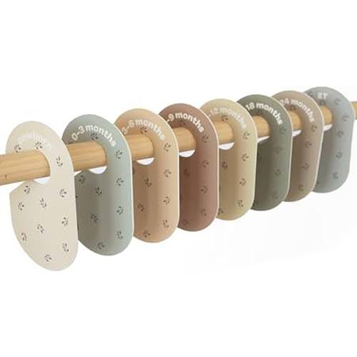 Amazon.com: 3 Sprouts Baby Closet Dividers, Newborn to 2T, Blueberry, 8 Piece Set | Newborn to 2T sizing, 8-piece set, Double-sided size labels, Age labels, Nursery closet storage, Baby clothes organizer