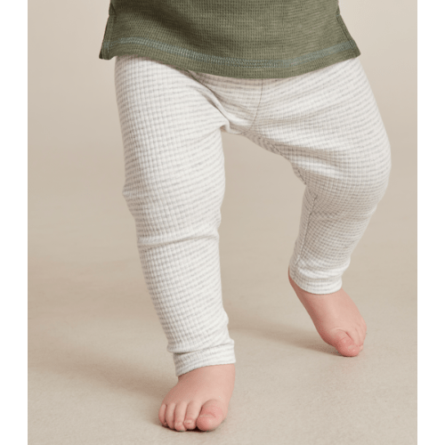 Baby Organic Cotton Rib Stripe Leggings - Grey Marle