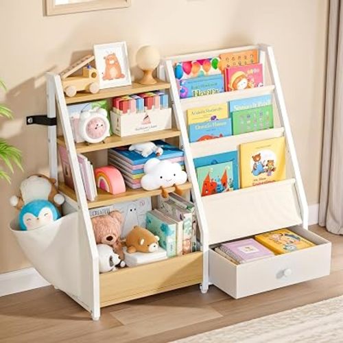 HAVLOTII Kids Bookshelf and Toy Storage - Toddler Baby Bookcase for Nursery