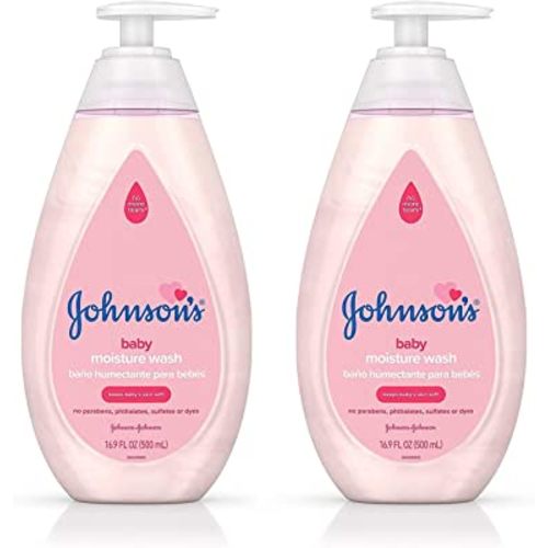 Johnson's Baby Moisture Wash - Net Wt. 16.9 FL OZ (500 mL) Per Bottle - Pack of 2 Bottles