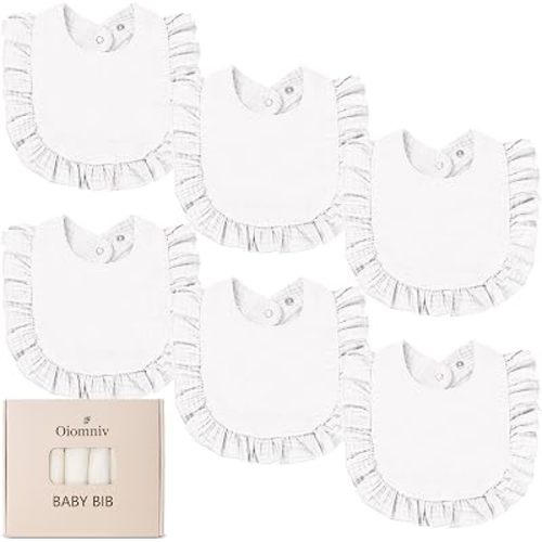 Oiomniv Muslin Baby Bibs, 6 Pack Adjustable Bandana Bibs for Babies 0-36M