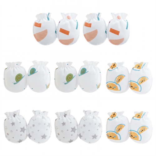 TELOLY 8 Pairs Baby Mittens,Cotton Newborn Mittens No Scratch,Baby Mittens 0-6 Months,Style1