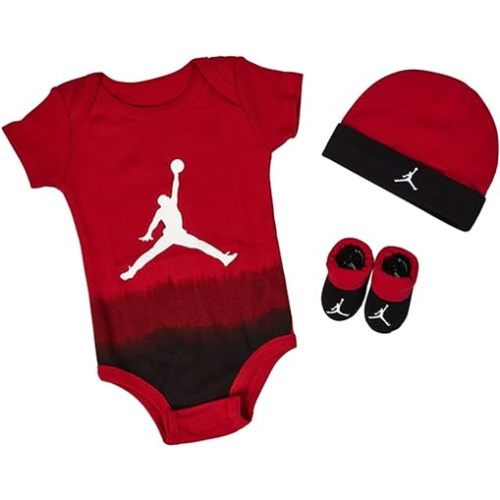 Nike Jordan Infant Ombre Bodysuit Cap and Booties Gift Box Set, Gym Red-red, 0-6 mo (NJ0526R78)