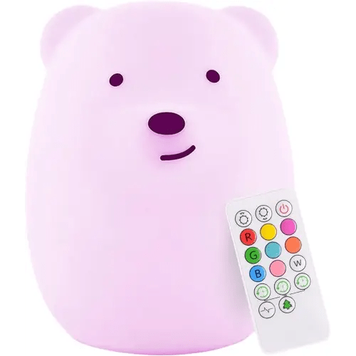 Lumipets Benny The Bear Squishy Silicone Night Light for Kids | Cute Night Light with Remote & Touch Control for Girls & Boys | 9 Color Changing Soft Portable Animal Lamp Comes with USB Cord