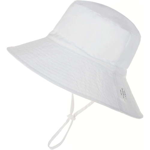 Zando Beach Baby Sun Hat UPF 50+ Sun Protection Wide Brim Summer Baby Boy Bucket Hats Cute Toddler Sun Hats for Boy White XS