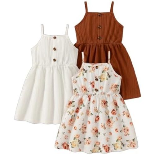 Girls Dresses Toddler Girls Dress 3-Pack Casual Party Print Skater A-line Dress Sundress