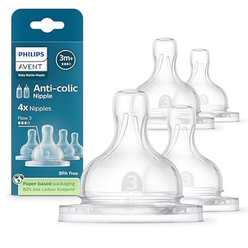 Philips Avent Anti-Colic Nipples - Flow 3, 4-Pack, SCY763/44
