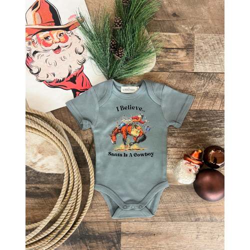 I Believe Santa Is A Cowboy Design (Onesie/Youth Tee)(Green) – theFRINGEDpineapple
